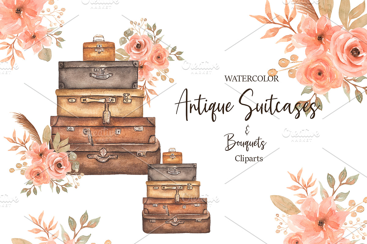 Watercolor Vintage Suitcase, a Decorative Illustration by MayaNavits (Photo 1 of 3)