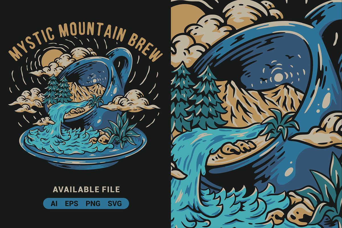 Mystic Mountain Brew Vector, an Illustration by ImoogiStudio (Photo 1 of 4)