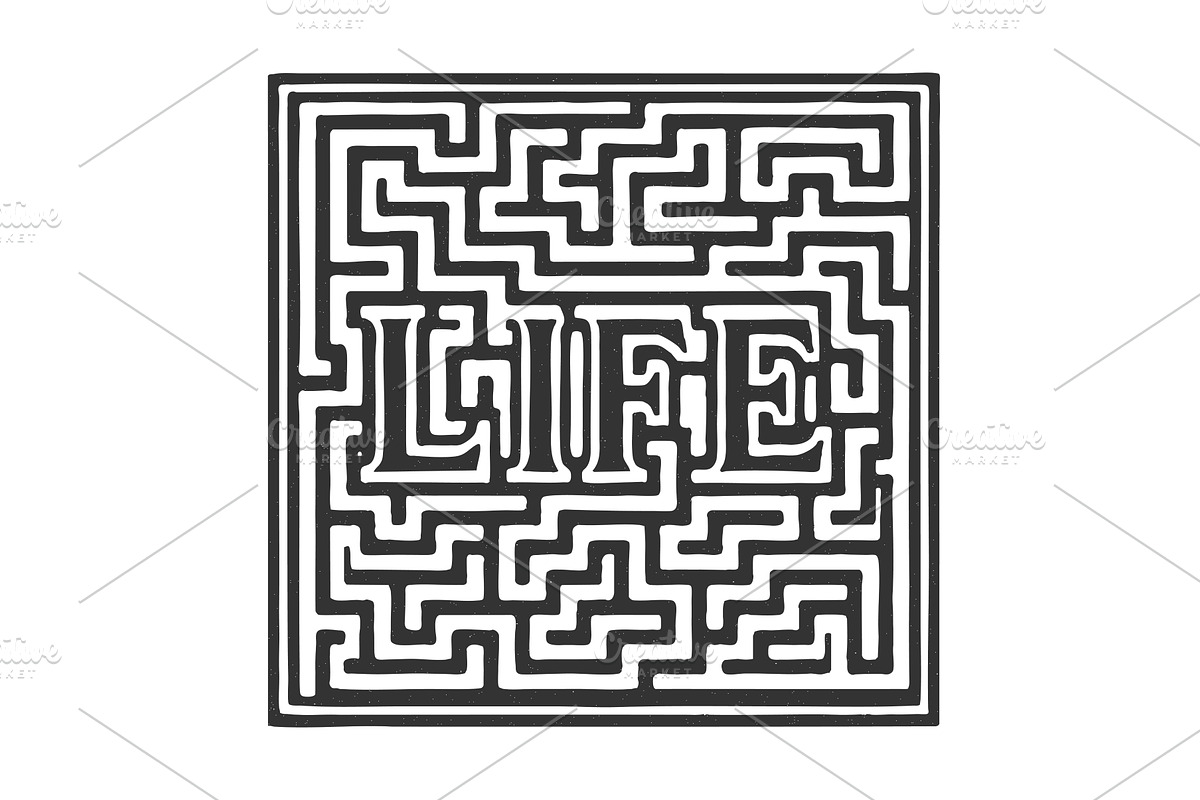 Maze with Word Life Symbolizing, an Object Illustration by AlexArt