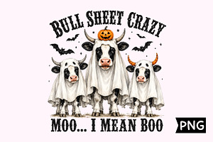 Moo I Mean Boo Halloween Cows Design, a Seasonal Illustration by Creative Art