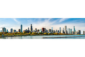 Chicago skyline from lake michigan featuring chicago, skyline, and, an Architecture Photo by Leonid Andronov