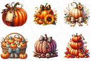Watercolor Fall Bow Pumpkins Clipart, an Illustration by DreamPrint404 (Thumbnail 4 of 6)
