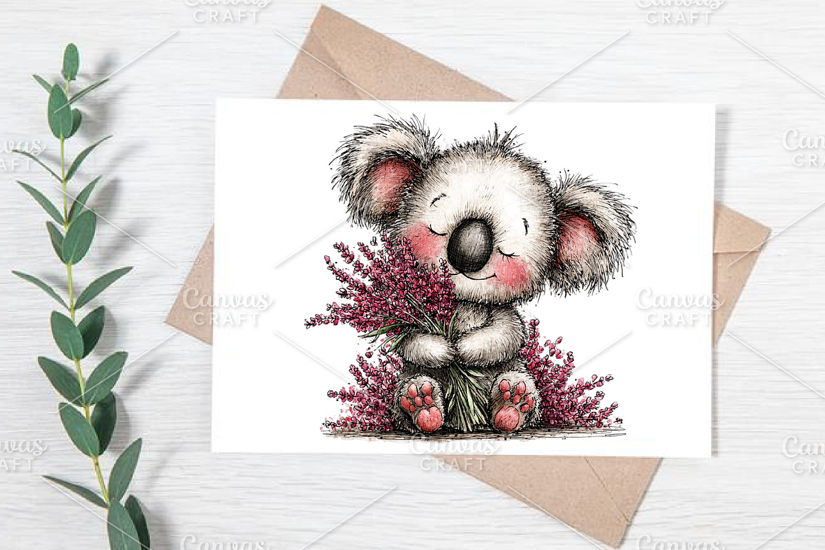 Whimsical Spring Koala Clipart PNG, an Illustration by Canvas Craft (Photo 7 of 7)