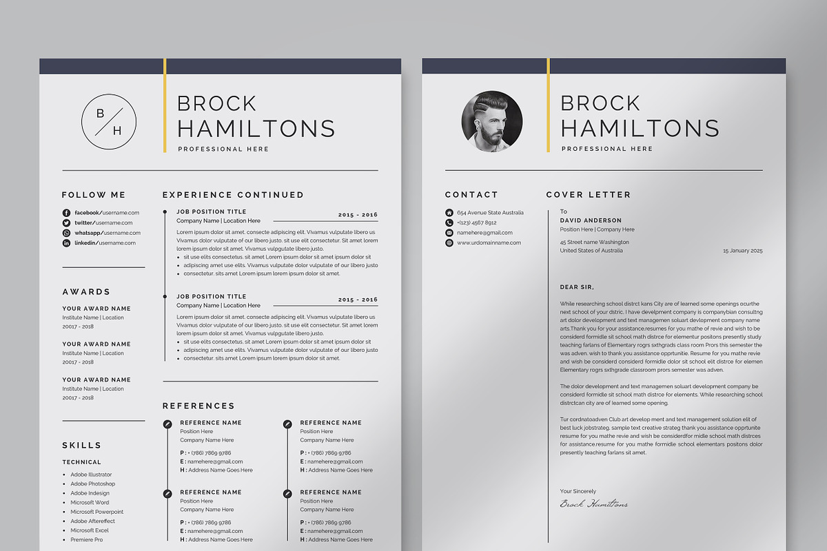 Modern Resume/CV Template, a Resume Template by Proper_media (Photo 2 of 7)