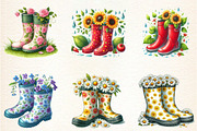 Floral Spring Rubber Boots Clipart, an Illustration by DreamArtGraphic (Thumbnail 5 of 5)