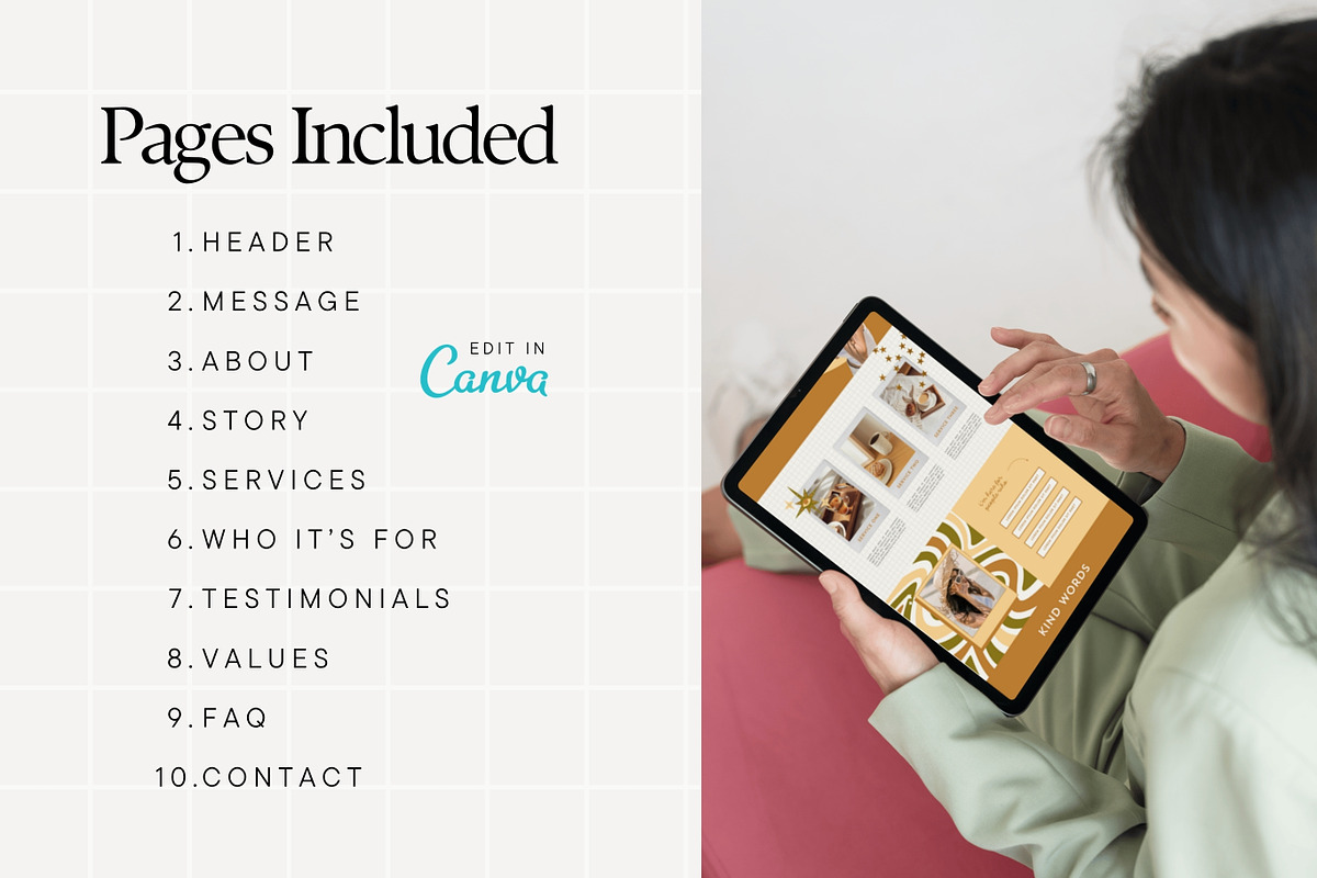 Boho Canva Website Template, a Landing Page Template by Anna Design Studio (Photo 2 of 8)