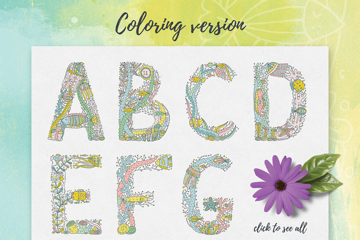 Handdrawn alphabet inspired by Sea, a Decorative Illustration by Pippi Draws (Photo 3 of 13)