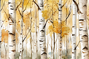 Watercolor Autumn Birch Trees Forest, an Object Graphic by Printable Treasure (Thumbnail 9 of 9)