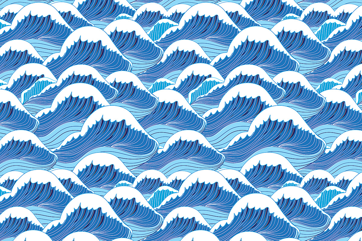 Beautiful pattern set of sea waves, a Pattern Graphic by Tanor (Photo 2 of 8)