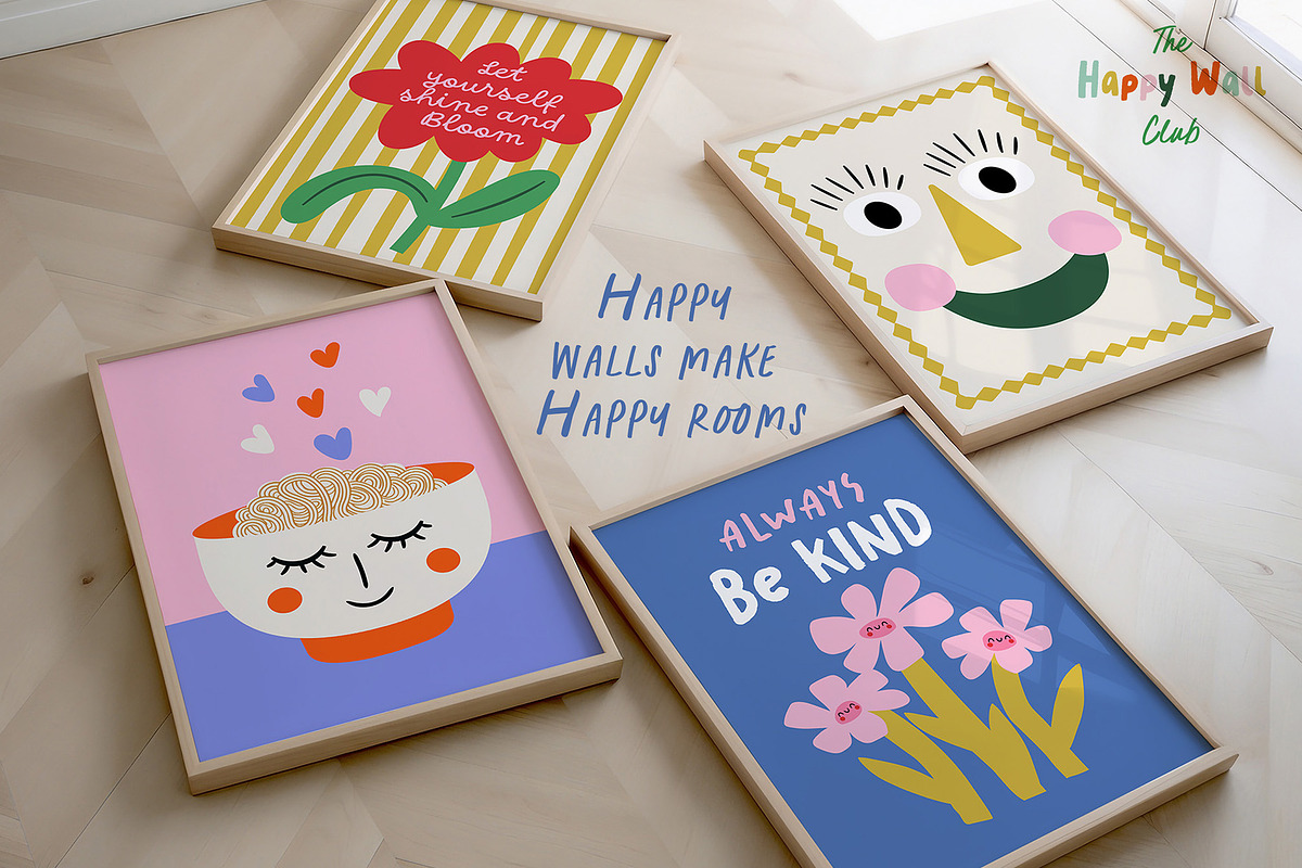 Happy Wall Vibrant Nursery Art Print, a Background Graphic by Essentially Nomadic (Photo 6 of 10)