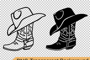 Cowboy Boots Western Hat Vector Svg