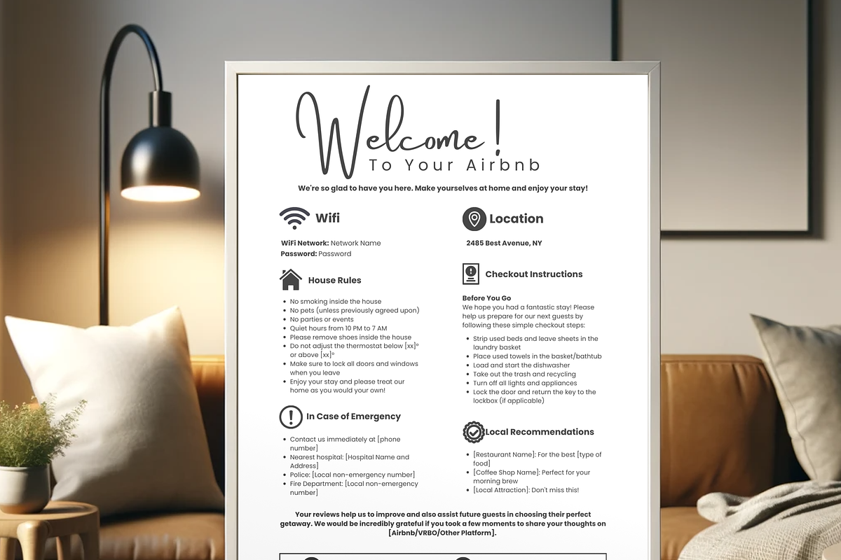 Editable Airbnb Welcome Sign, a Print Template by MondaySpark (Photo 1 of 9)