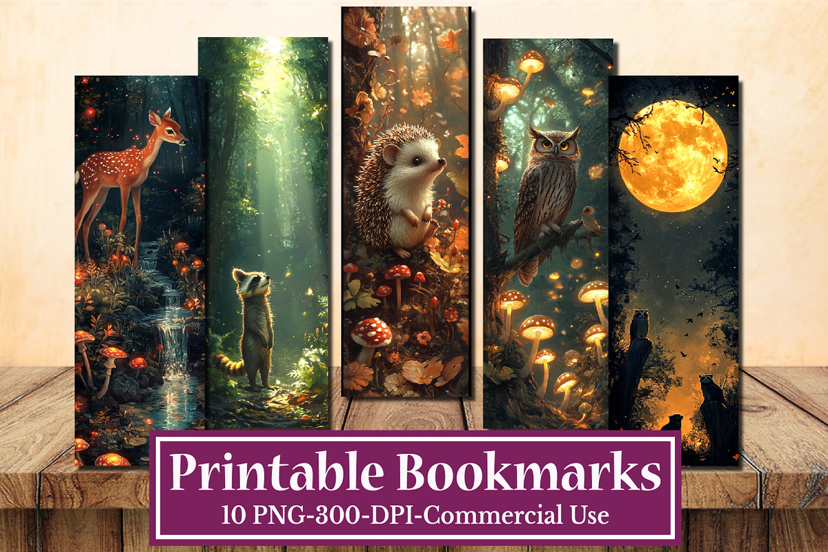 Woodland Animals Printable Bookmarks, an Illustration by Rose Art (Photo 1 of 2)