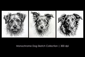 Monochrome Dog Sketch Collection, an Animal Illustration by StockVerse Creative
