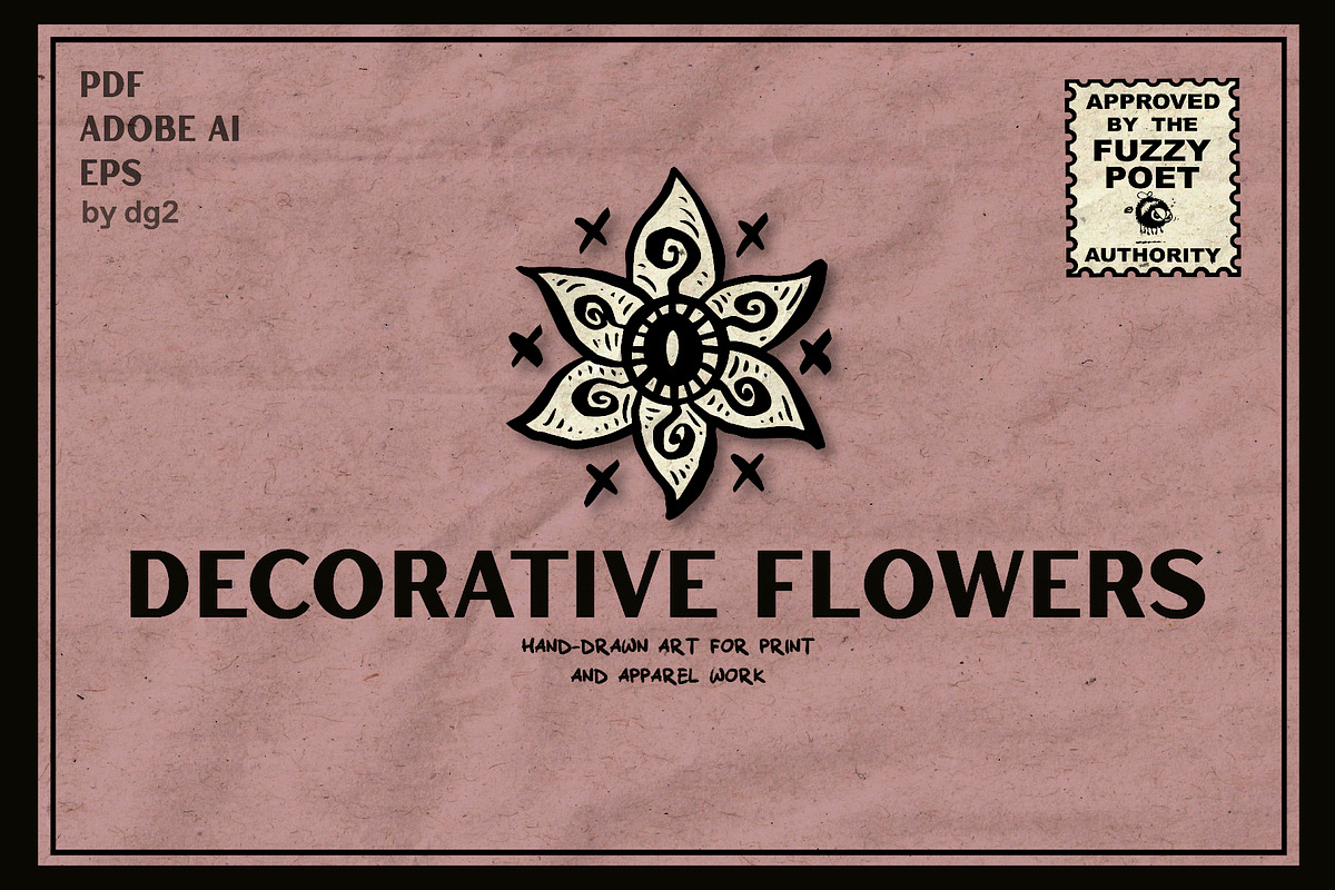 Decorative Hand-Drawn Vector Flowers, a Decorative Illustration by Fuzzy Poet by DG2 (Photo 1 of 3)