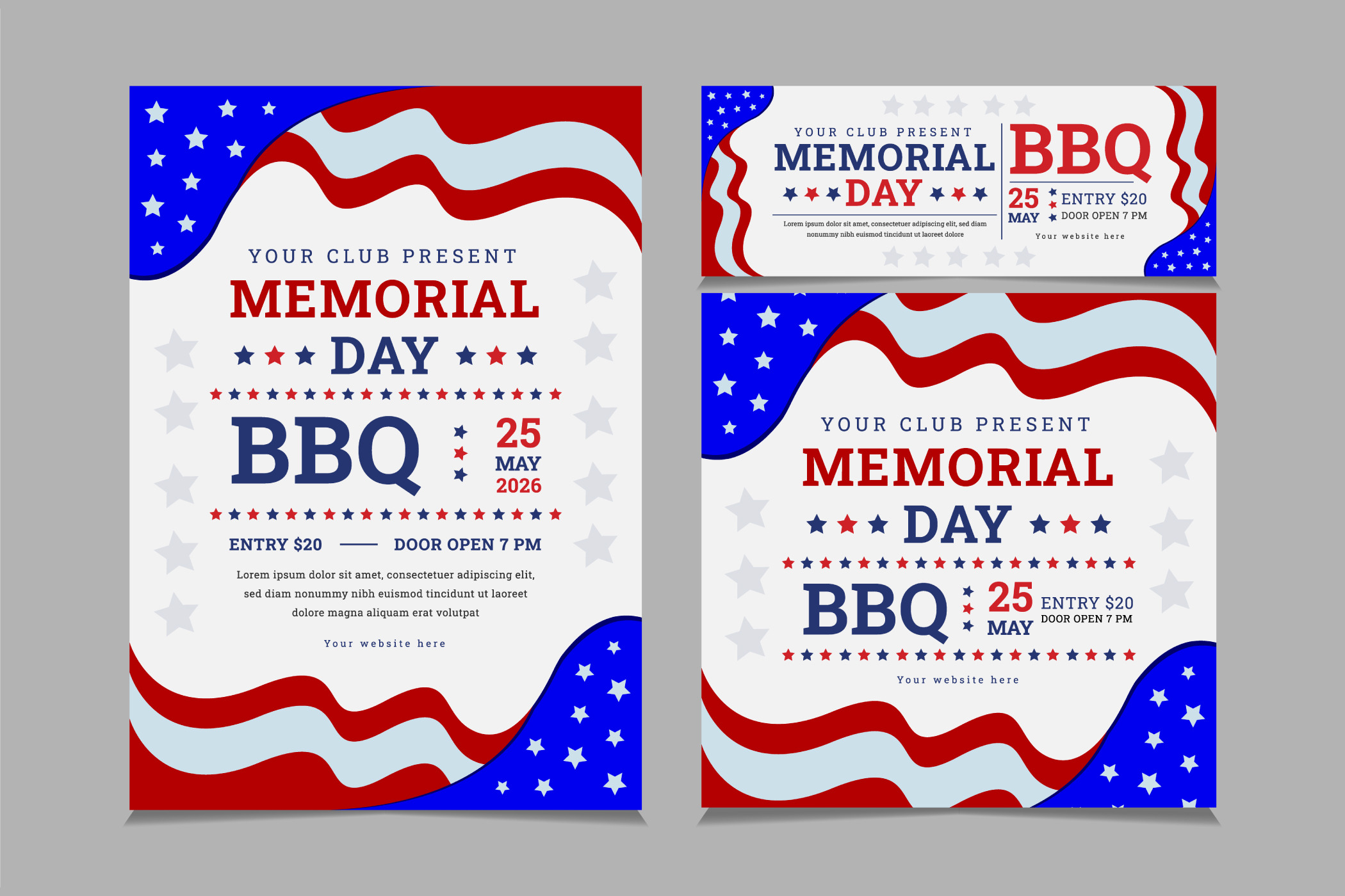 Set of memorial day barbeque design, an Invitation Template by ...