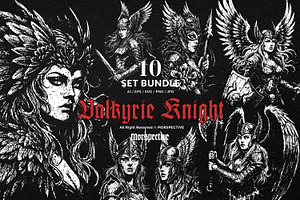 10 Bundle Dark Art Valkyrie Knight, an Illustration by Morspective