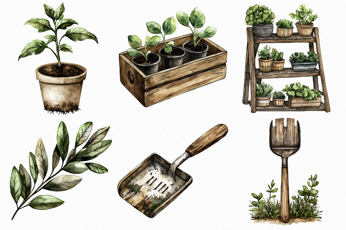 Watercolor Garden Clipart, an Illustration by Libby Wishes (Photo 3 of 5)