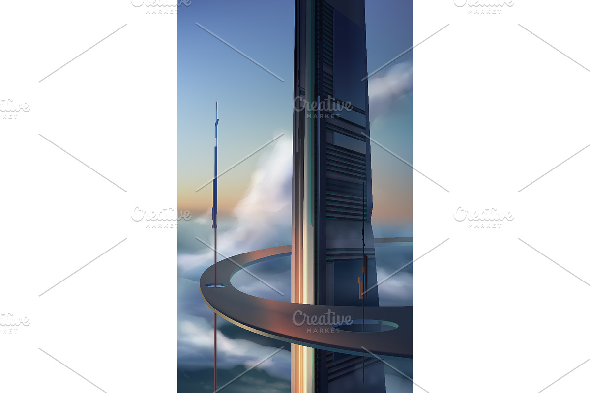 Vector Futuristic Landscape Set, a Technology Illustration by Zonda (Photo 2 of 12)