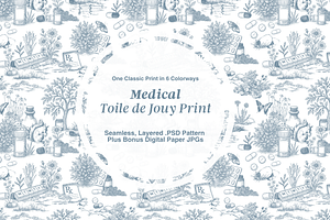 Medical Toile de Jouy Pattern, a Background Graphic by Hughes Studio