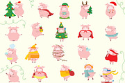 For one week only $5!!! PIG SET, an Animal Illustration by Virinaflora (Thumbnail 4 of 4)