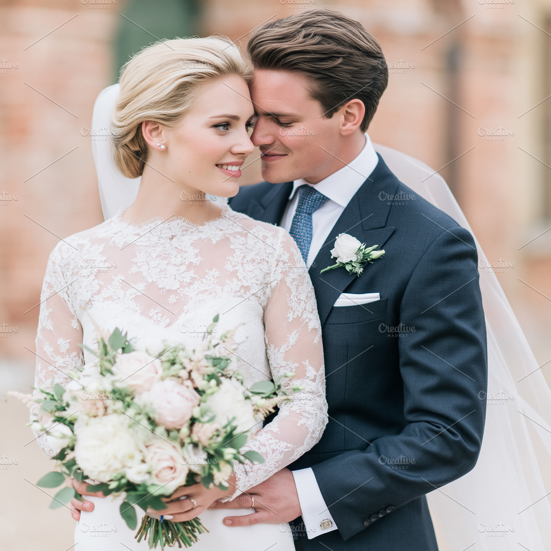 Bride and groom embracing outdoors on wedding day, celebrating l, a Person Photo by Studio ANNA