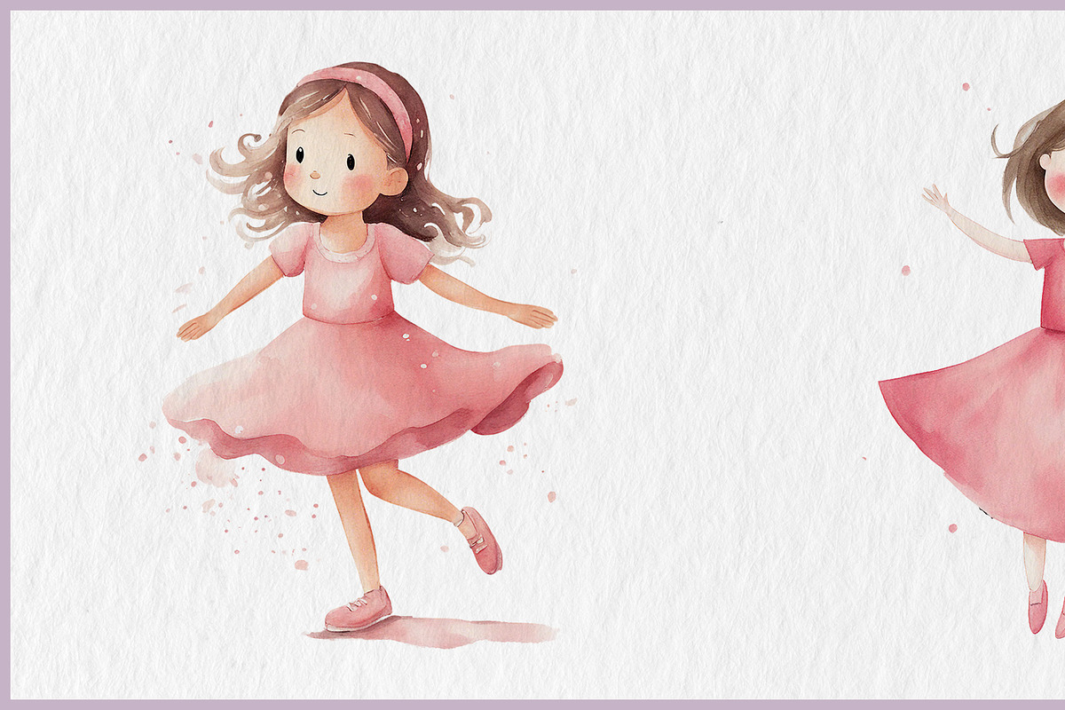 Little Pink Princess Watercolor Art, a Decorative Illustration by Digital Dreamscaping (Photo 9 of 9)