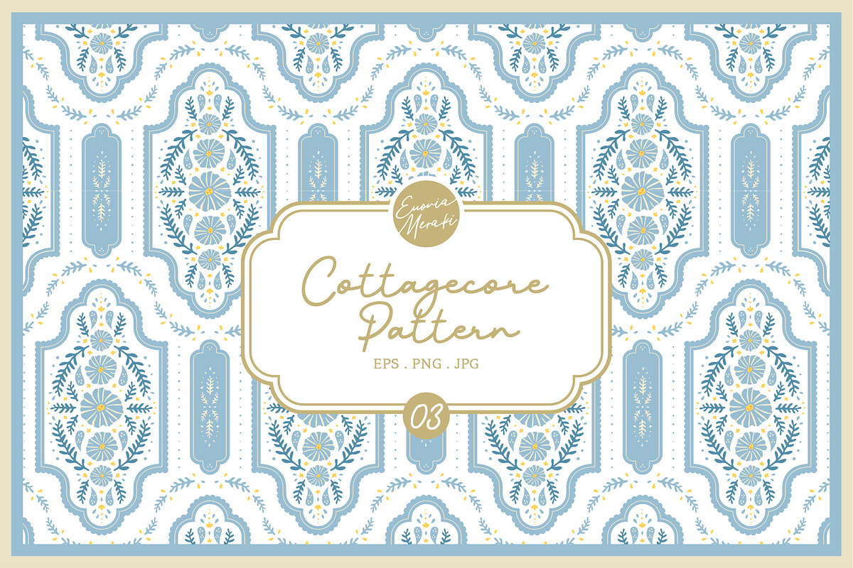 Cottagecore Pattern 3 Vintage Flower, a Pattern Graphic by Euonia Meraki (Photo 1 of 9)