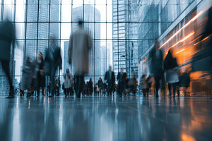 Blurry Business People Walking Moder, a Photo by Pixeness Studio
