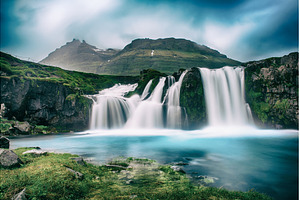 View to the Kirkjufell waterfall at, a Nature Photo by Nature and travel