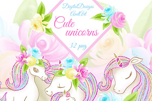 Cute Unicorns Clipart