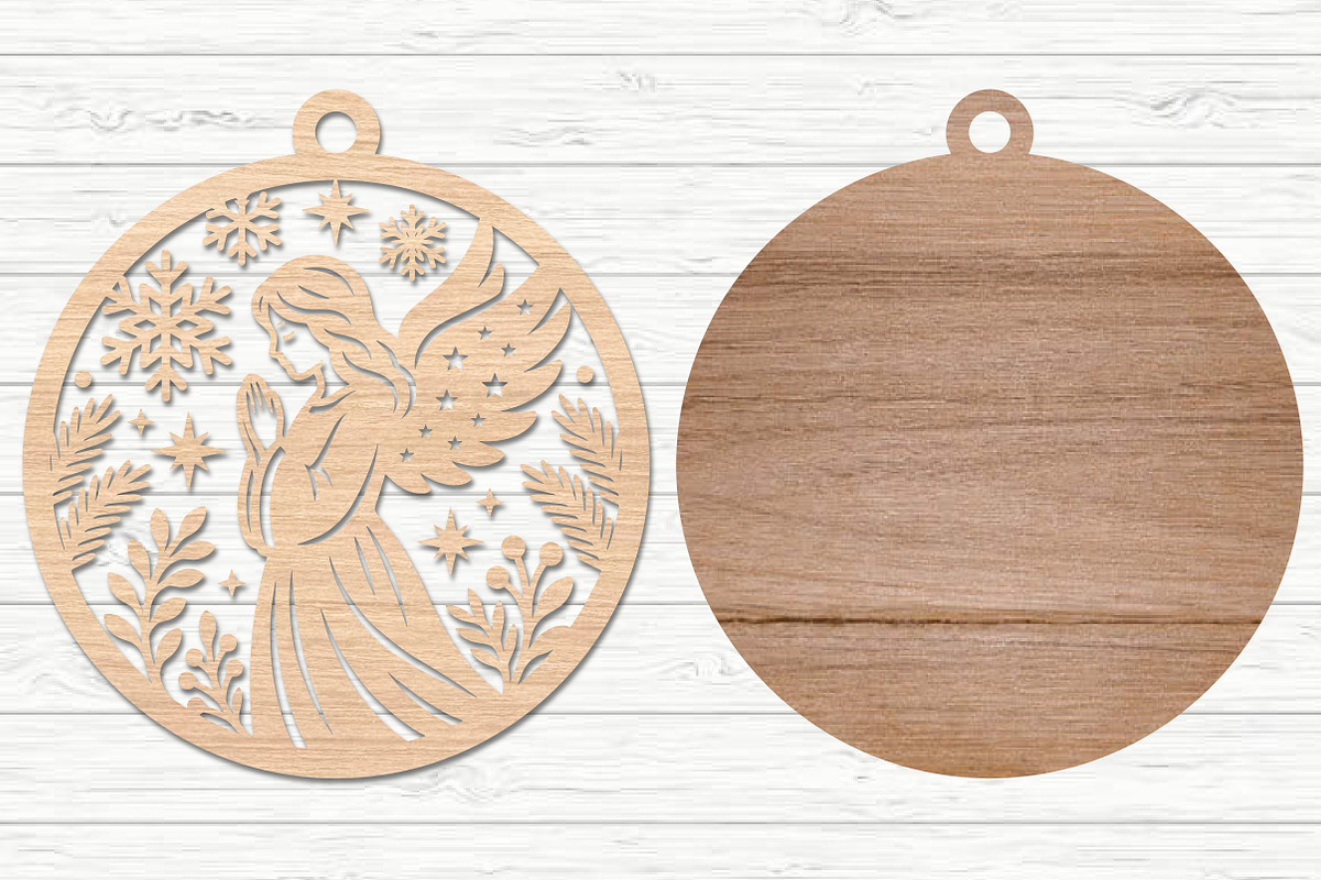 Angel Christmas Ornament Laser Cut, an Object Graphic by Layerology (Photo 2 of 3)