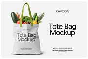 Tote Bag with Vegetables Mockup, a Packaging Mockup by kavoon (Thumbnail 1 of 3)