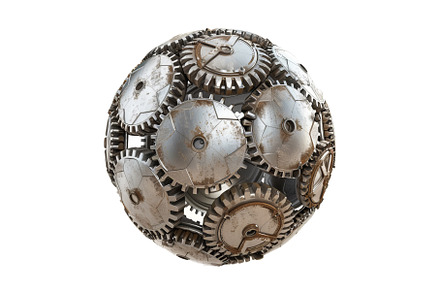 Spherical assembly of metallic gears, an Industrial Photo by Ylivdesign