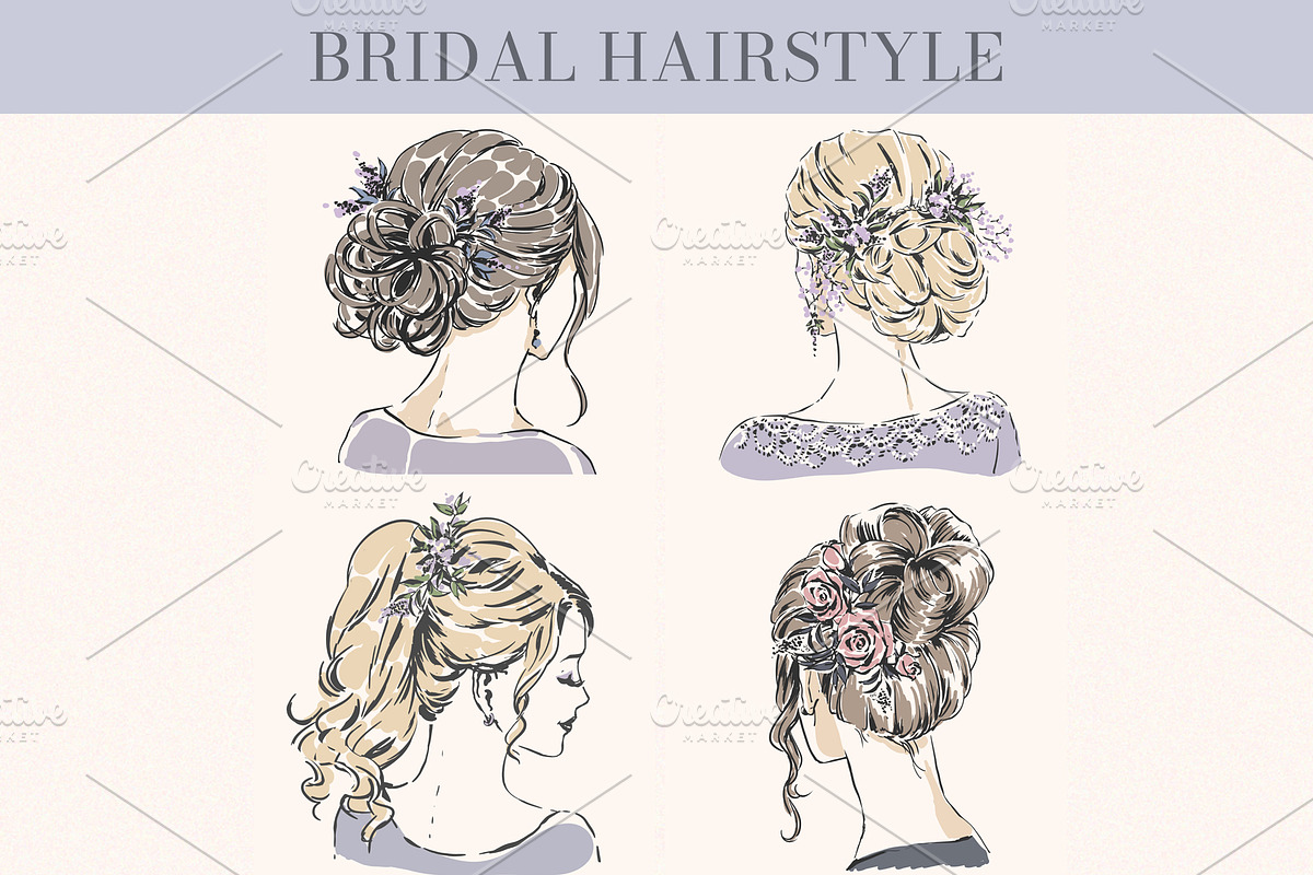 Elegant Bridal Hairstyle Set, a Person Illustration by Elena Naumchenkova (Photo 2 of 3)