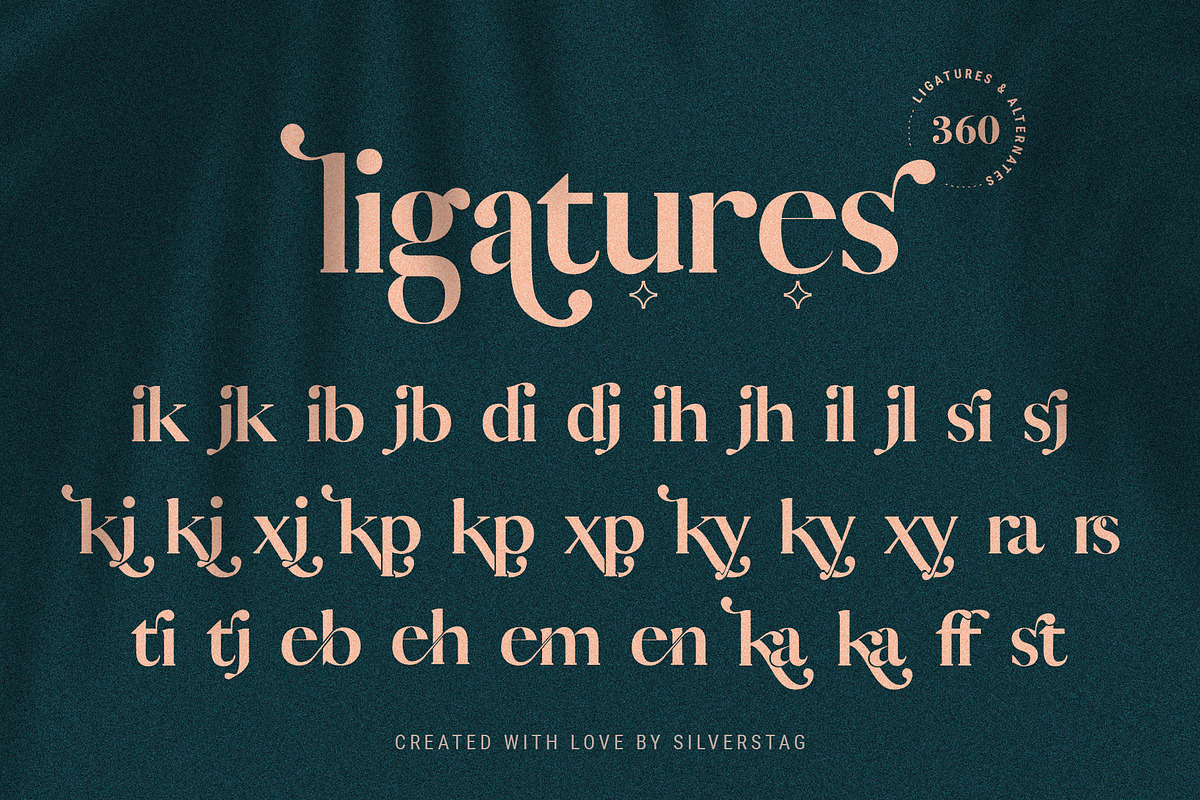 Vicky Christina Ligature Serif Font, a Serif Font by SilverStag Type Foundry (Photo 19 of 25)