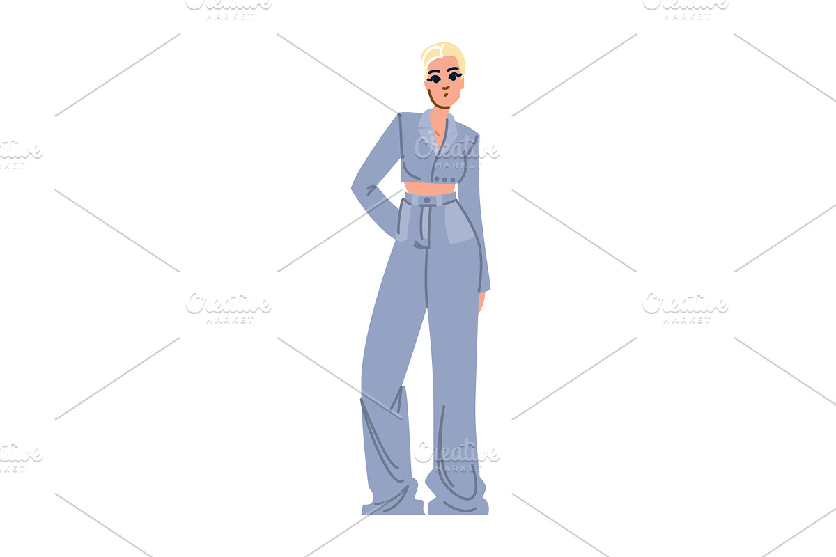 Stylish woman posing in trendy, an Object Illustration by pikepicture