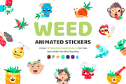 Animated Weed Stickers, a Duotone Icon by Vectors Market (Thumbnail 1 of 7)