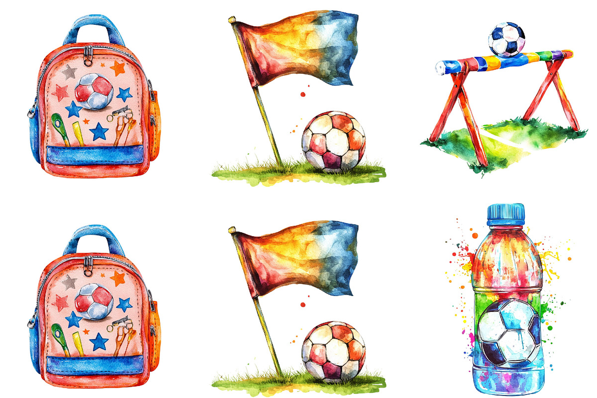 Watercolor Soccer Clipart, a Seasonal Illustration by Designking (Photo 4 of 5)