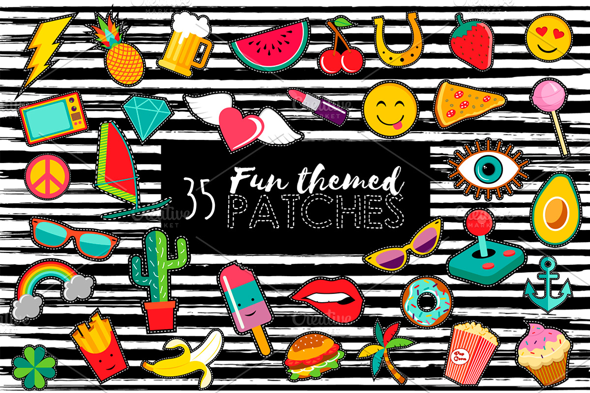 Trendy Patches: vintage 90's set!, a Graphic by Cienpies Design (Photo 6 of 8)