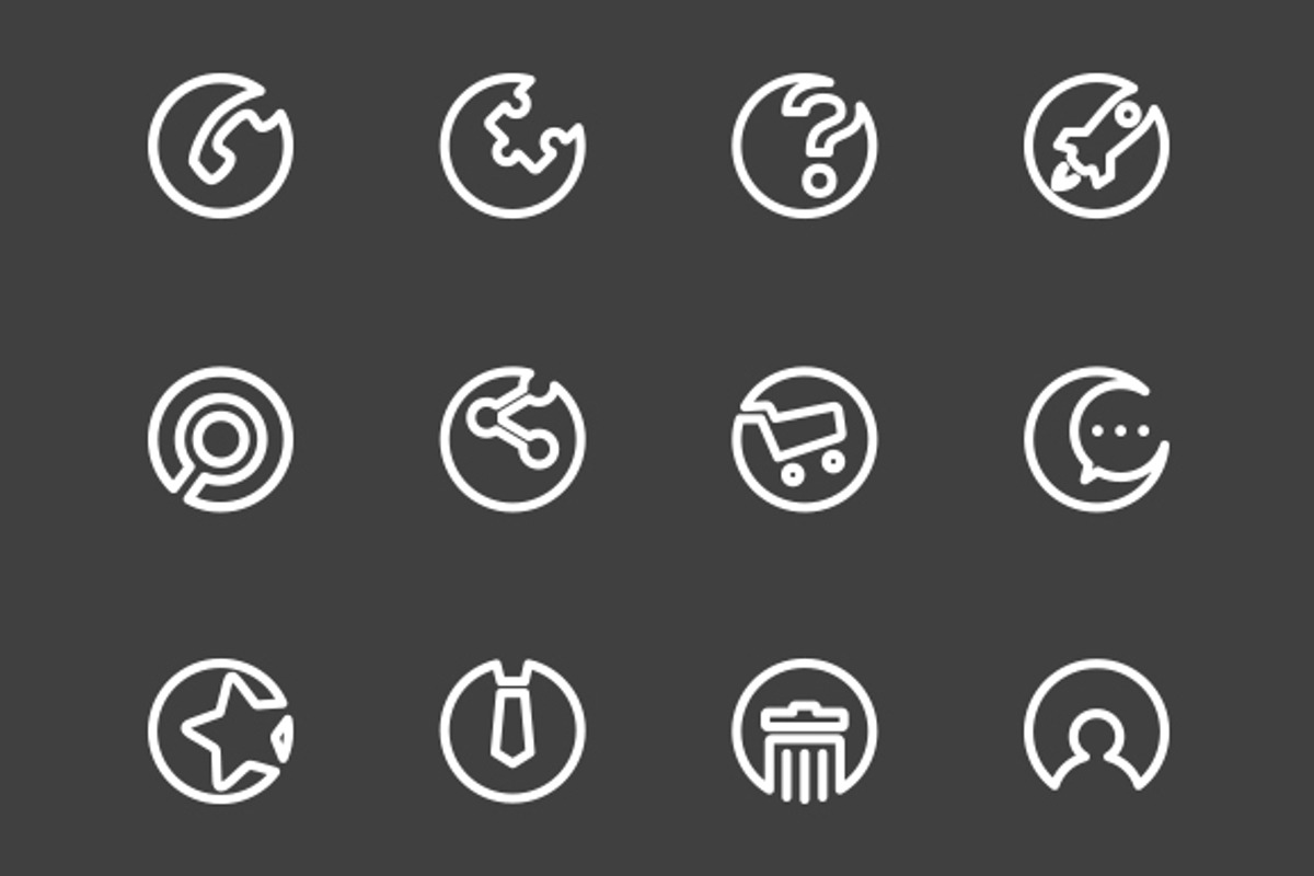 50 Flat Line Icons, an Outline Icon by Graphue