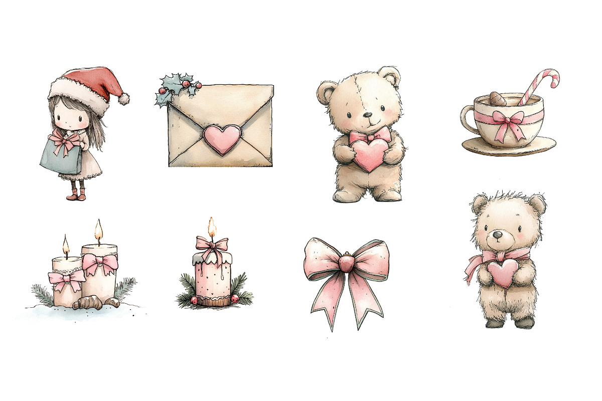 Cute Coquette Christmas Clipart, an Illustration by Designworld (Photo 4 of 4)