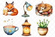 Watercolor Cozy Evening Clipart, an Illustration by Dream Creation (Thumbnail 3 of 6)