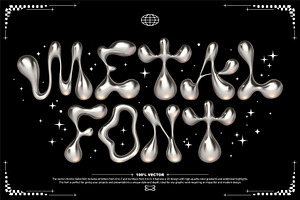 Liquid CHROME metal Y2K font, a Handwritten Font by BonkiStudio