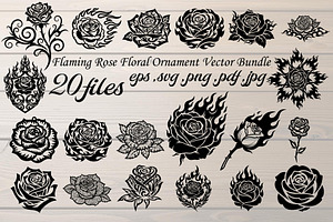 Flaming Rose Floral Ornament Vector, a Decorative Illustration by Designer_Momina