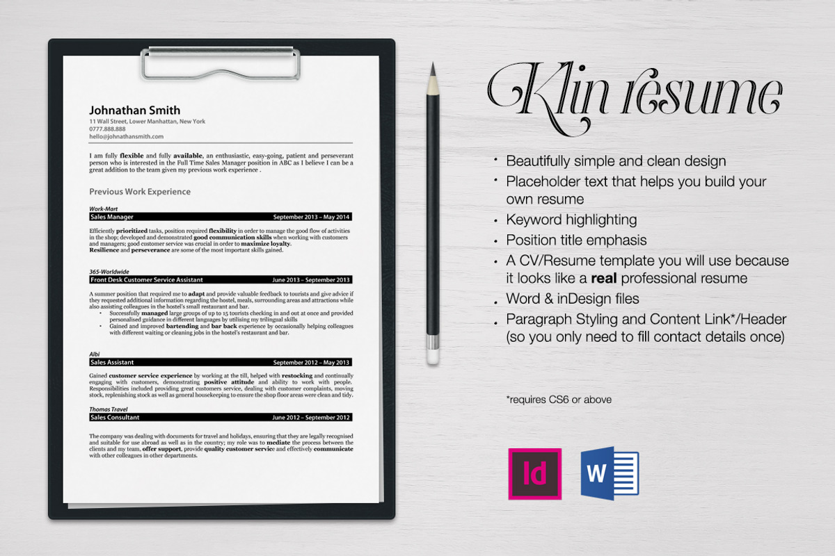 Klin • Professional realistic resume, a Resume Template by Dragoș Neagu (Photo 2 of 5)