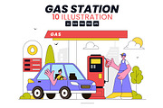 10 Gas Station Vector Illustration, a Transportation Illustration by denayunebgt (Thumbnail 1 of 4)