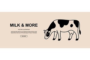 Black and beige grazing cow in, an Animal Illustration by GraphiShop