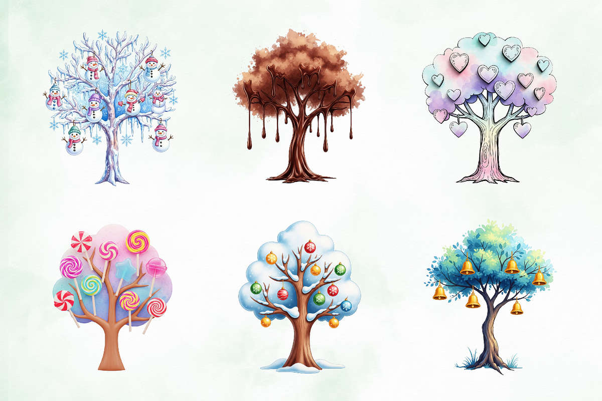 Cute Doodle Christmas Tree Clipart, an Illustration by Creative Art (Photo 3 of 9)