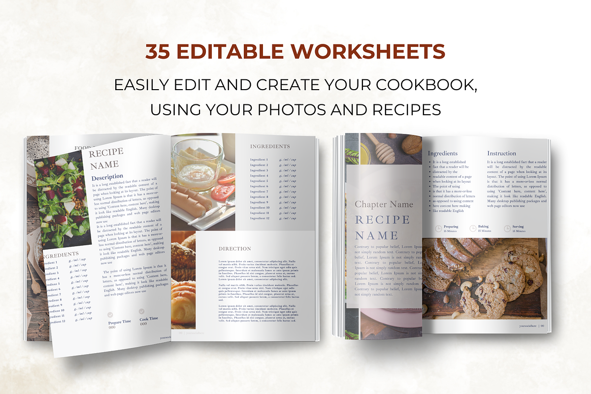 Blue Recipe Pages Canva Template, a Presentation Template by Digital By Nikoleta (Photo 11 of 16)